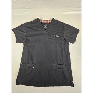 IguanaMed Style 7400 Mens Black V-Neck‎ Scrub Top Medical Workwear Size Medium